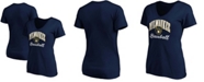Fanatics Women's Navy Milwaukee Brewers Victory Script V-Neck T-shirt